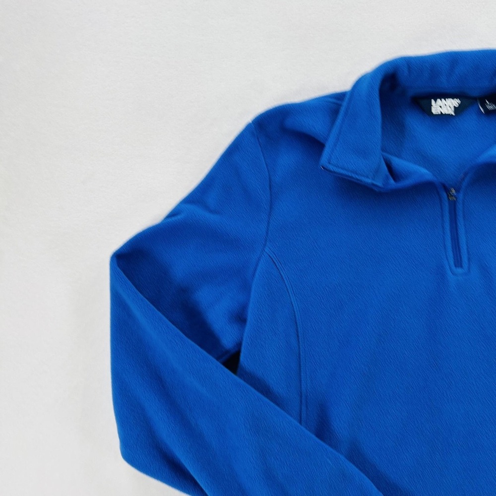 Lands' End Sweatshirt Womens Large 14-16 Blue Fleece 1/4 Zip Pullover Winter - Picture 10 of 16